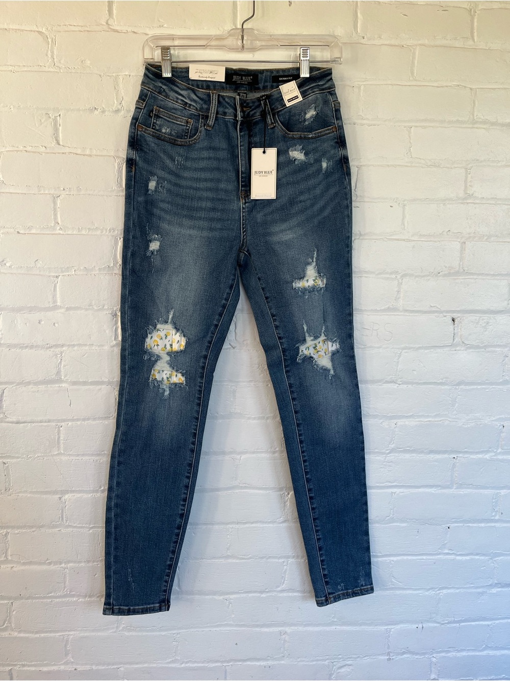 Judy Blue Medium Blue Distressed High-Rise Skinny Jeans